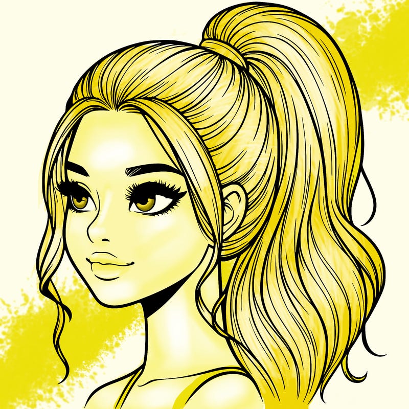 realistic girl with a high ponytail