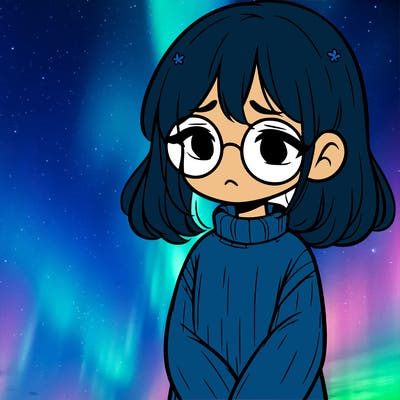 sad girl with glasses in a sweater