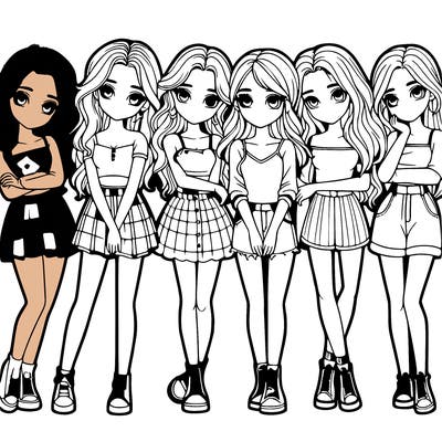 a group of girls realistic