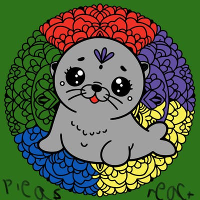 a cute baby seal mandala