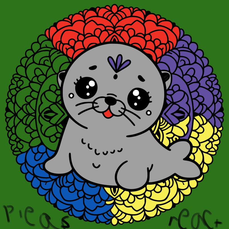 a cute baby seal mandala