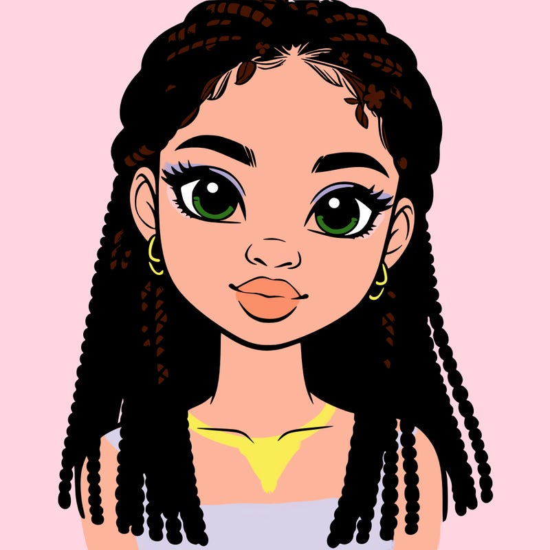 a realistic black girl with braids