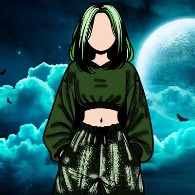 realistic girl faceless with baggy pants and a crop top