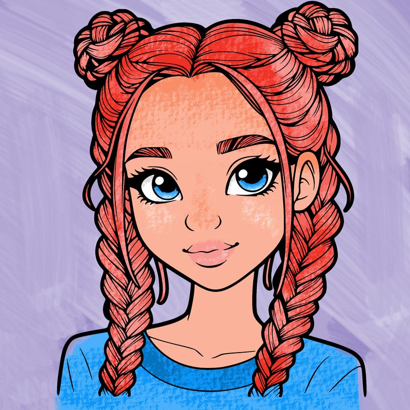 realistic girl with braids