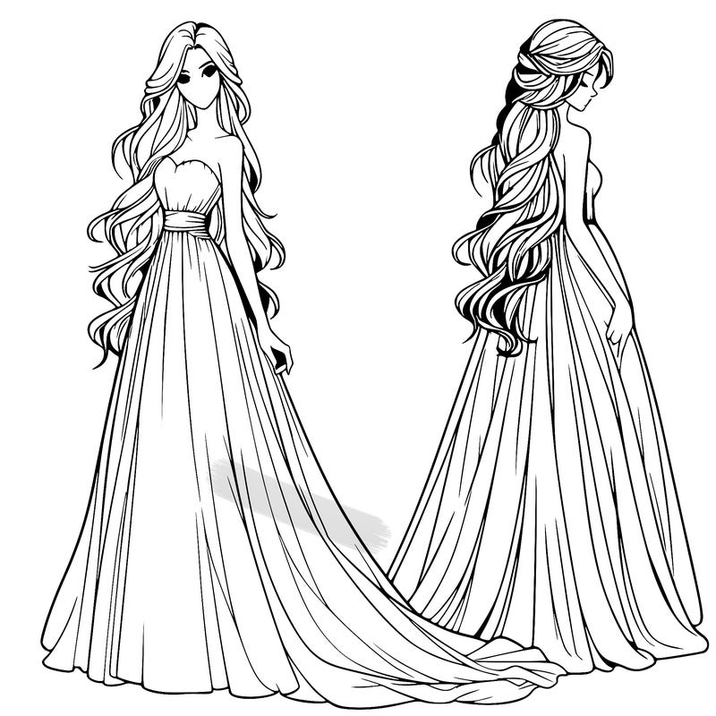 realistic woman with long flowing dress