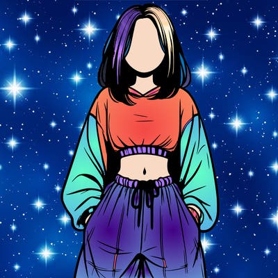 realistic girl faceless with baggy pants and a crop top