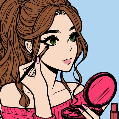 a realistic girl doing her makeup