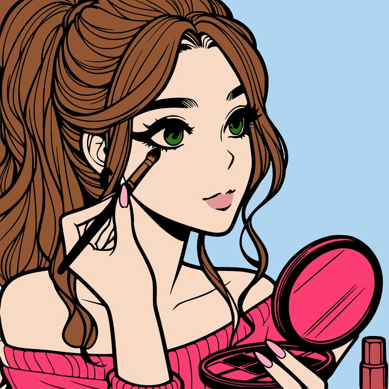 a realistic girl doing her makeup