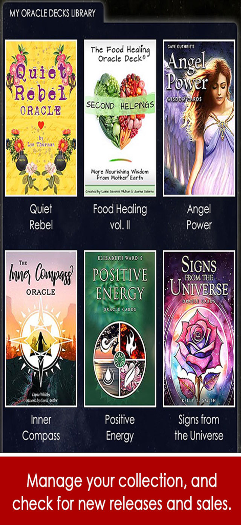 Indie Goes Oracle Cards - Biblioteca digital de mazos de cartas oráculo que incluyen Poder de los Ángeles y Energía Positiva