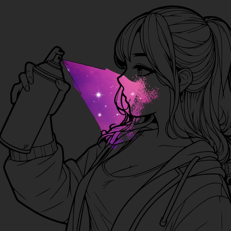 a realistic girl spray, painting