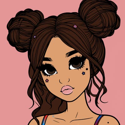 realistic girl with space buns