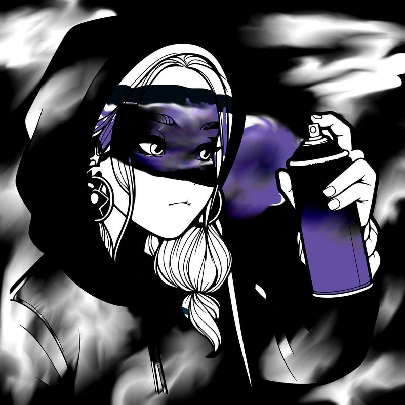 a realistic girl, spray painting