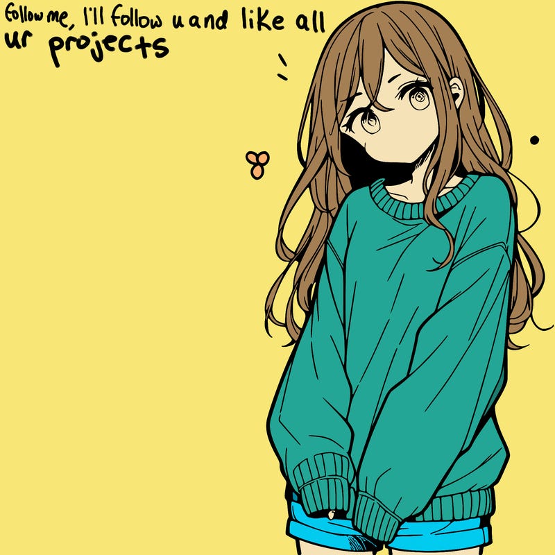 manga teen girl  in a sweater and baggy pants