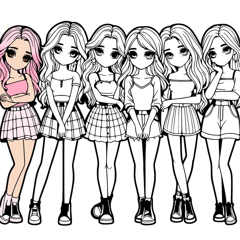 a group of girls realistic