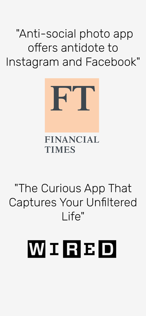 minutiae: Real Life - Presseberichte von Financial Times und Wired für die minutiae Anti-Social-Foto-App.