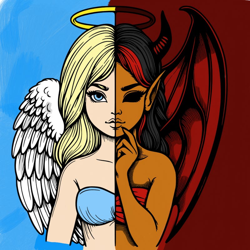 realistic angel half demon