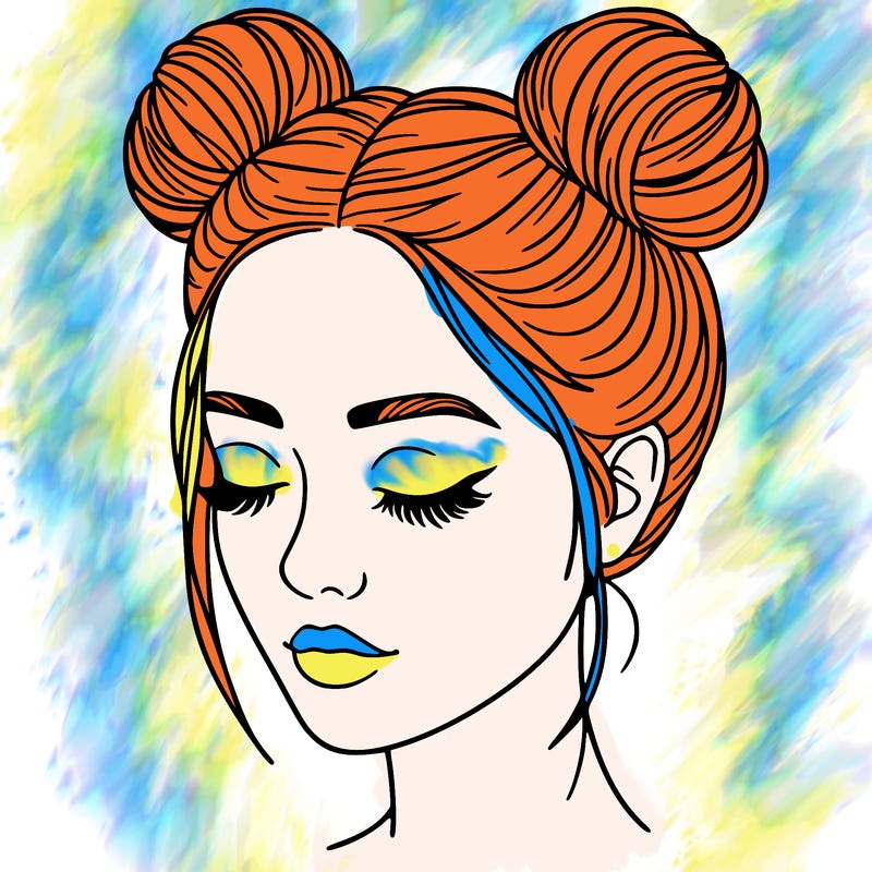 woman with hair buns