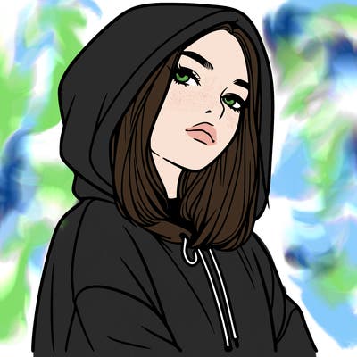 a realistic girl in a hoodie