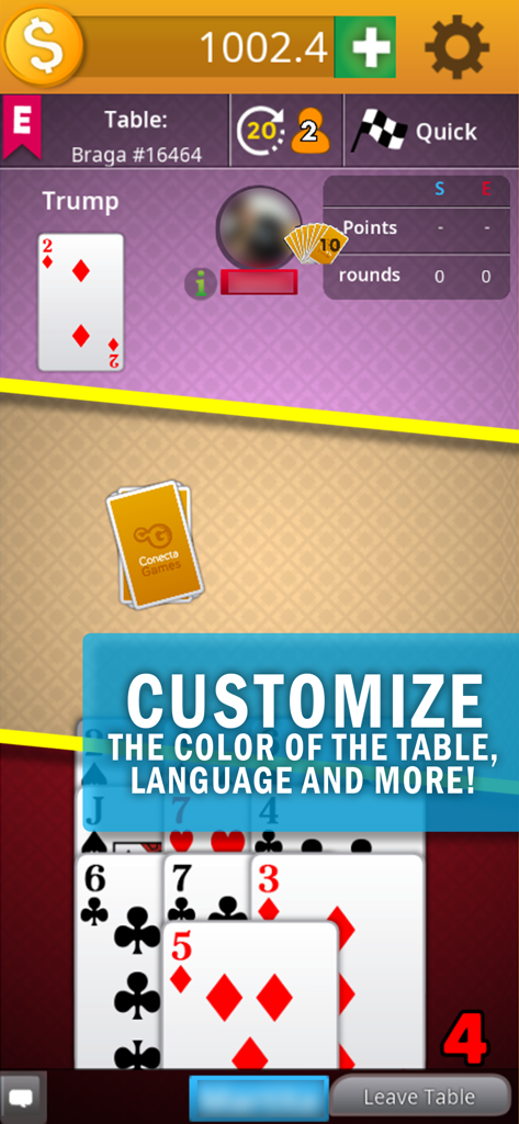 Personaliza los colores de la mesa y la configuración del idioma en el Juego Multijugador Sueca