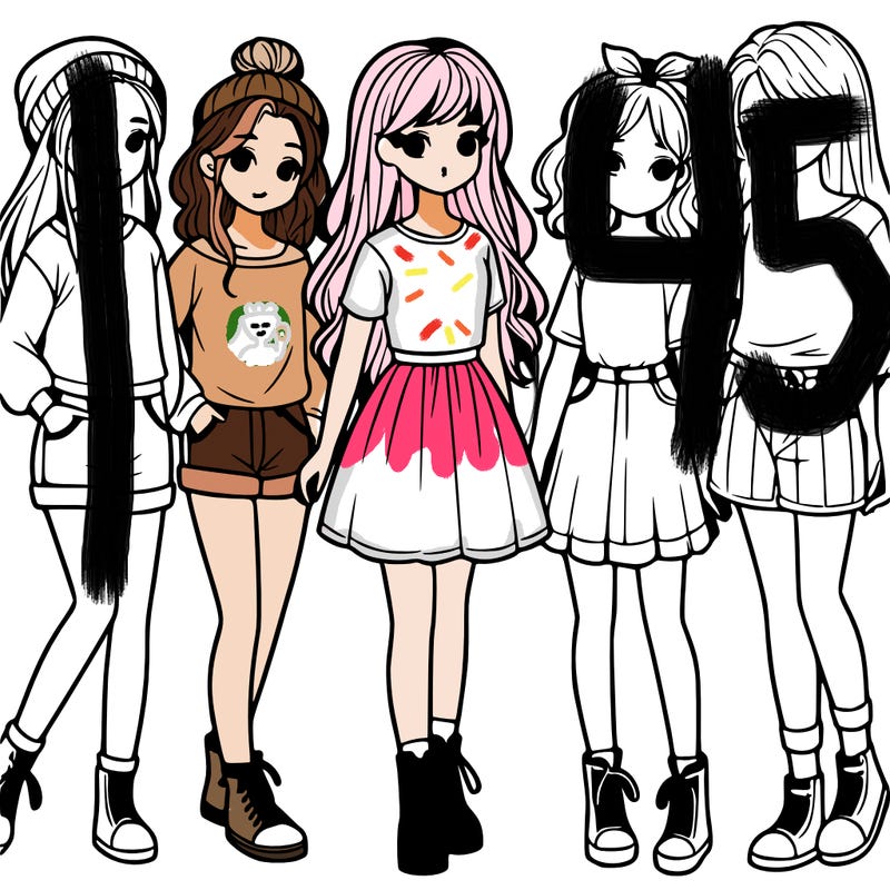 a group of five girls