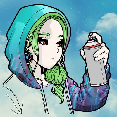 a realistic girl, spray painting