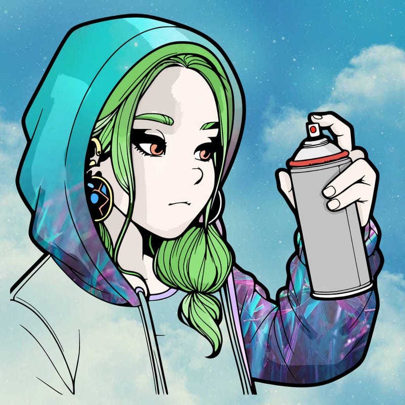 a realistic girl, spray painting