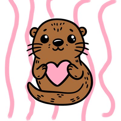 otter with a heart