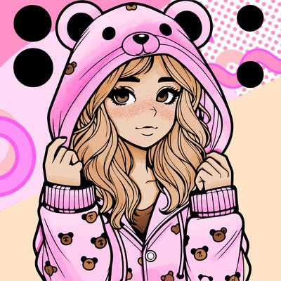 realistic girl in a animal pjs hoodie