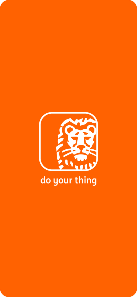 ING InsideBusiness - ING InsideBusiness app splash screen with the ING lion logo and slogan do your thing on an orange background