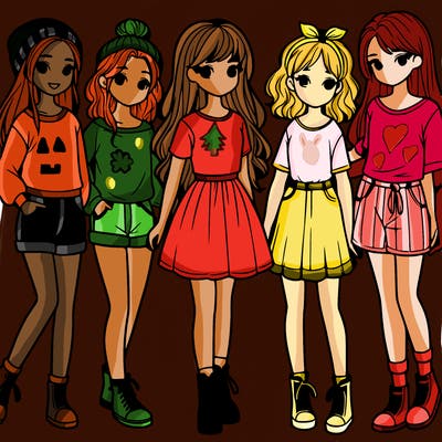 a group of five girls