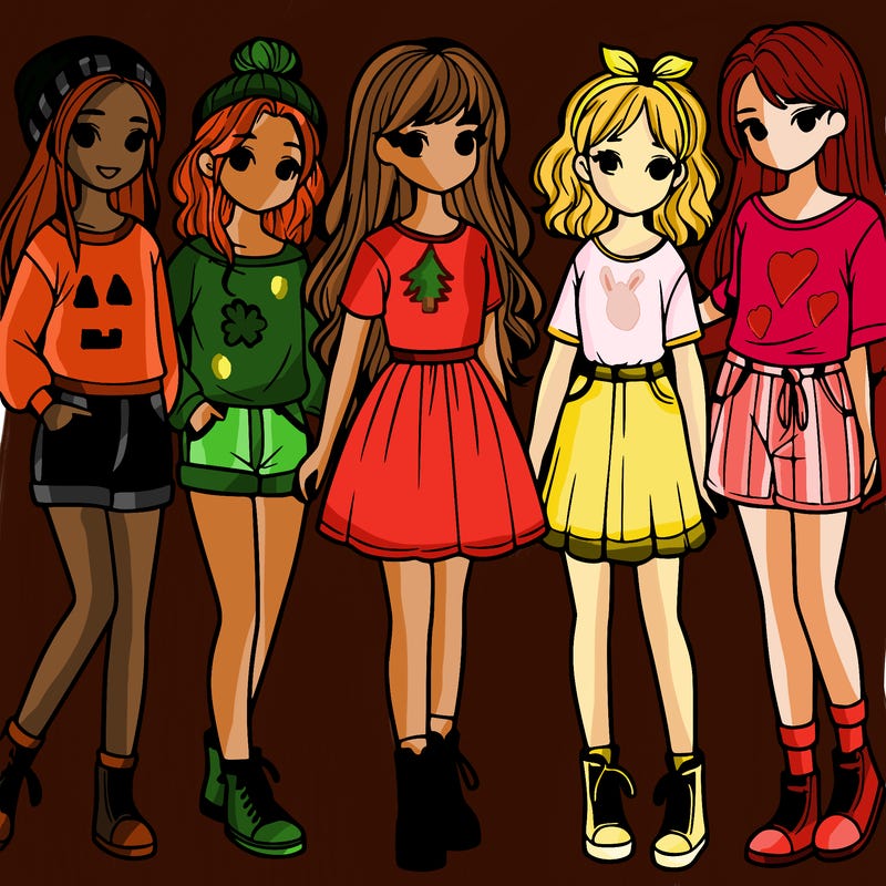 a group of five girls