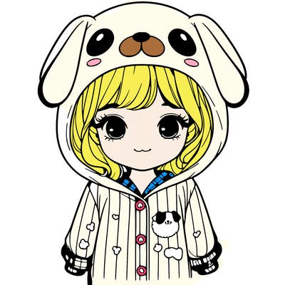 realistic girl in dog pjs