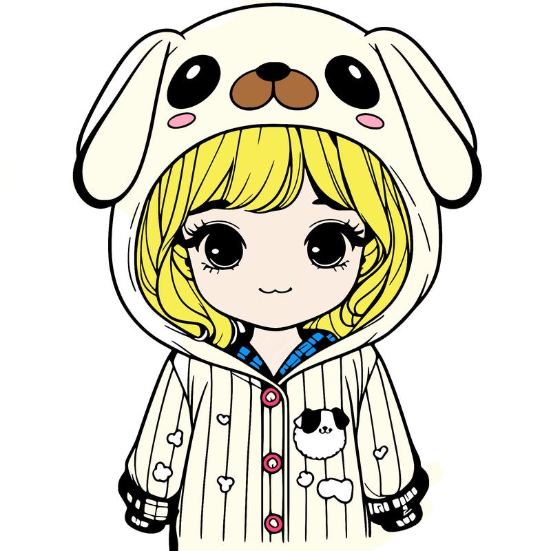 realistic girl in dog pjs