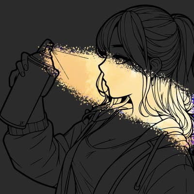 a realistic girl spray, painting