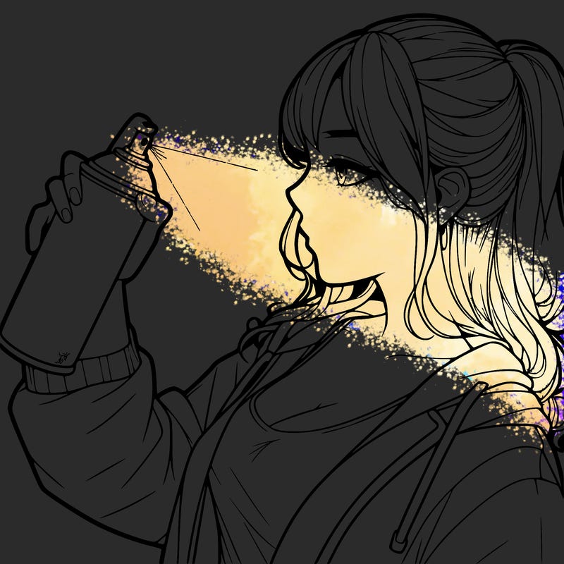 a realistic girl spray, painting