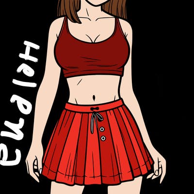 a woman wearing croptop and skirt