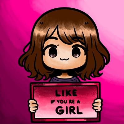 a cute girl holding a sign that says like if you’re a girl