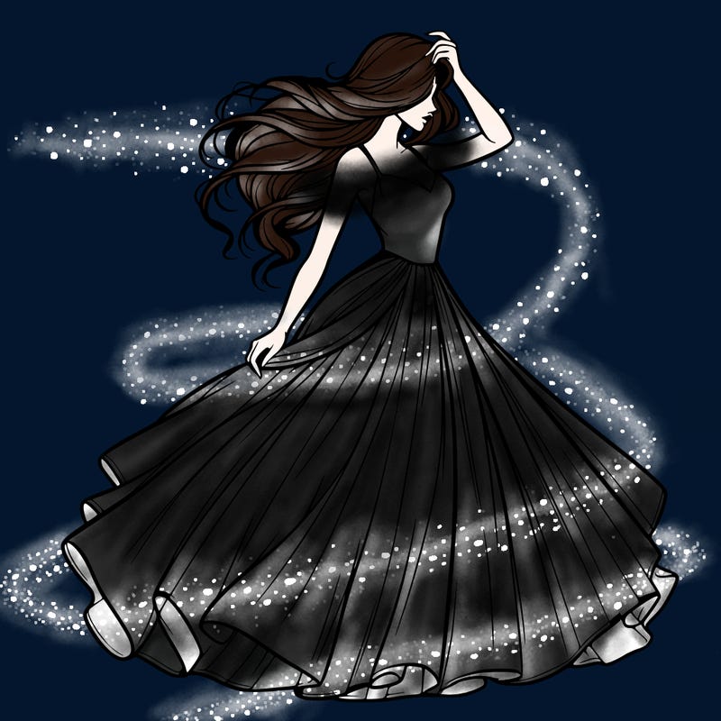 realistic woman with dress flowing in the wind