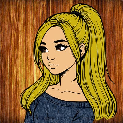 realistic girl with a high ponytail