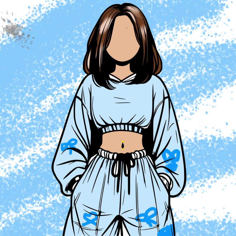 realistic girl faceless with baggy pants and a crop top