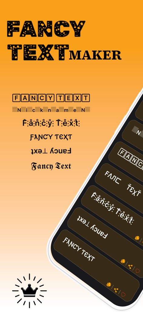Fancy text maker interface showing different font styles for nicknames