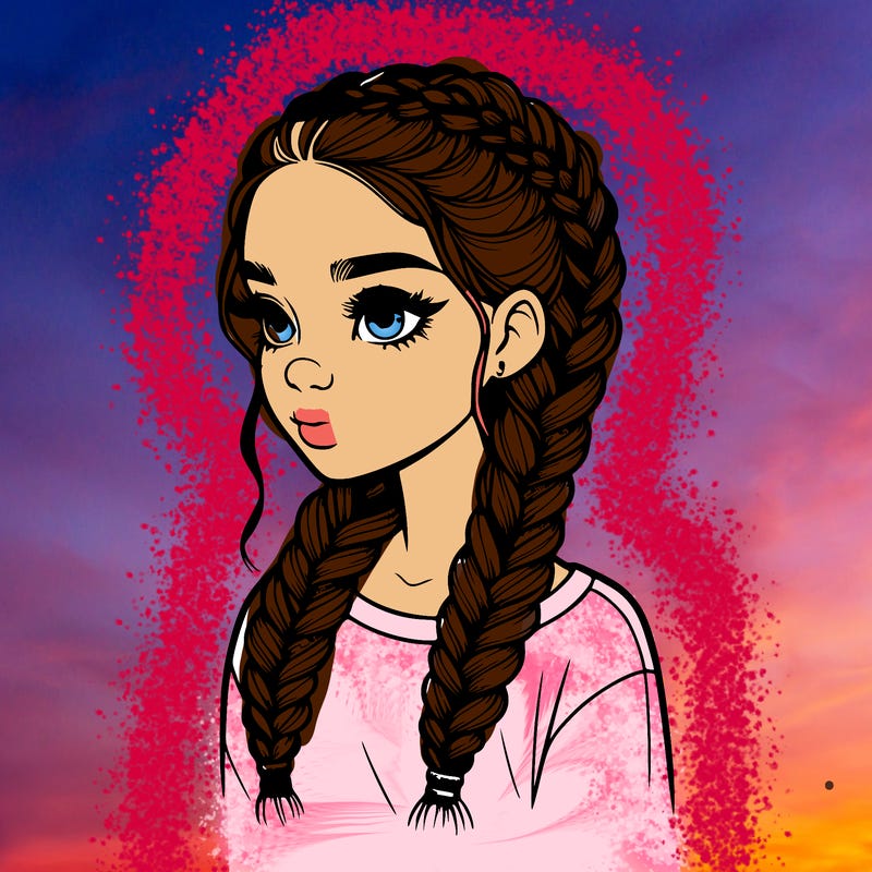 realistic girl with braids