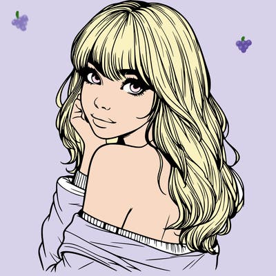 realistic girl with bangs looking over her shoulder