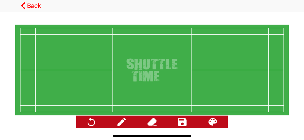 Digital drawing board of a green badminton court for coaching tactics