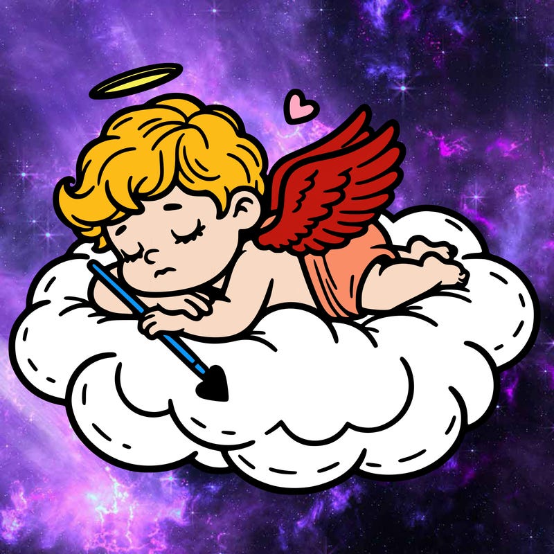 cupid asleep on a cloud