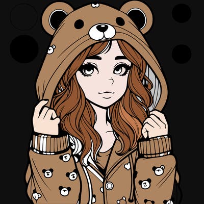 realistic girl in a animal pjs hoodie