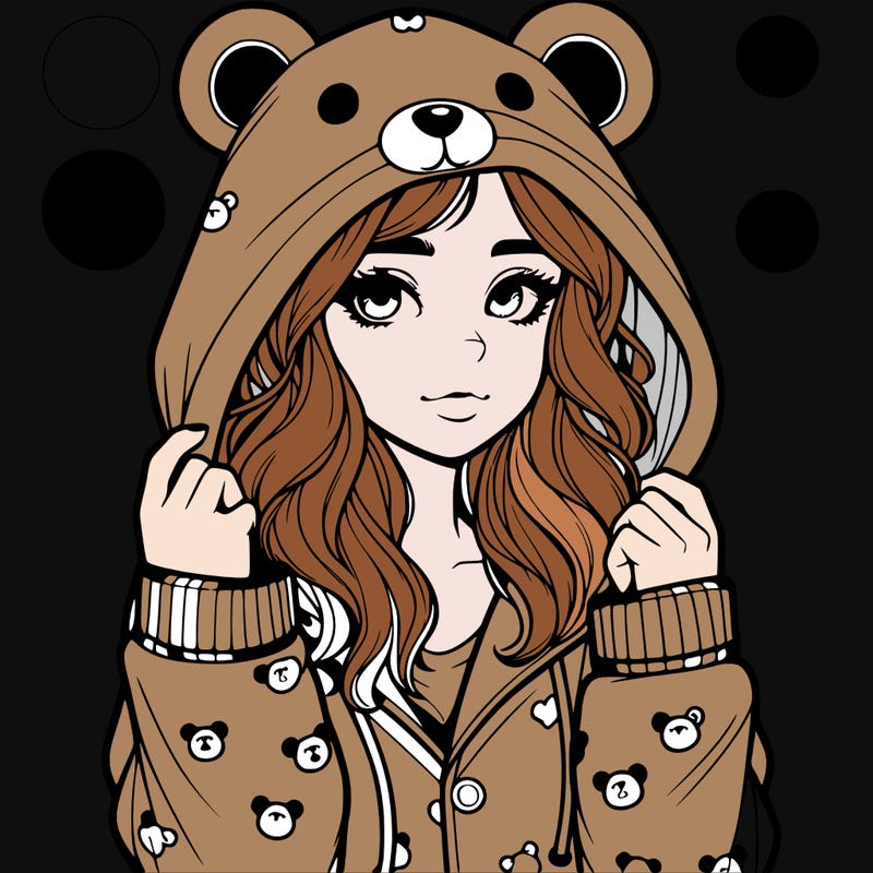 realistic girl in a animal pjs hoodie