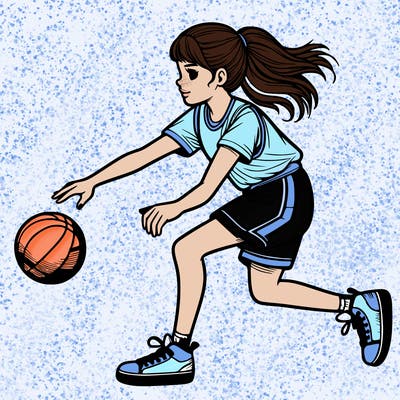 girl playing realistic basketball