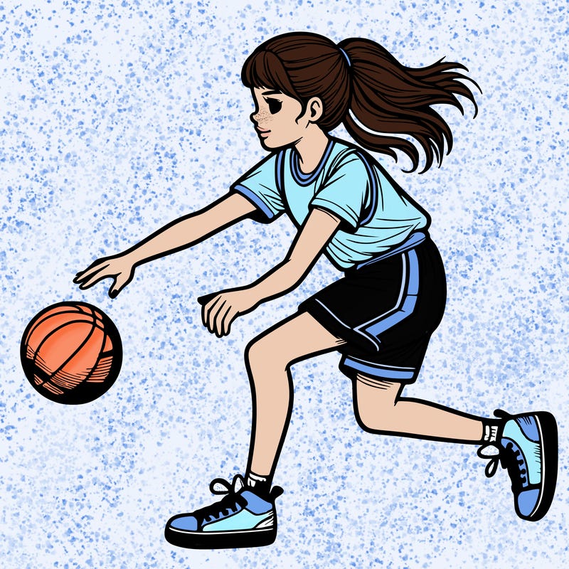 girl playing realistic basketball