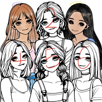 a group of girls realistic